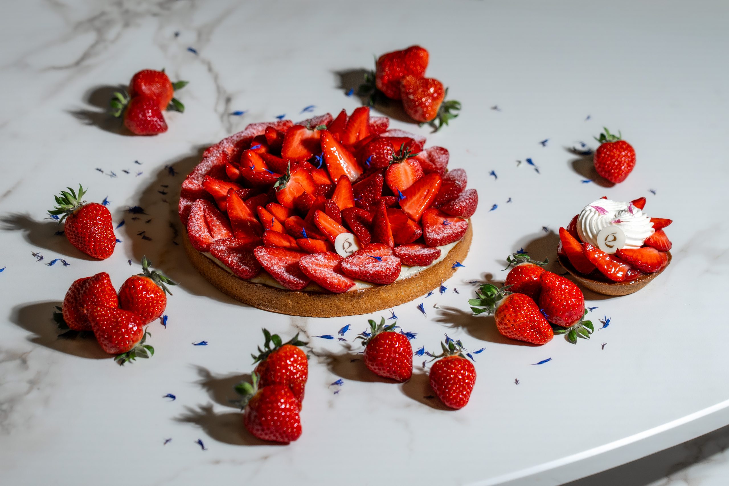 Tartelette aux fraises individuelle et tarte aux fraises à partager
