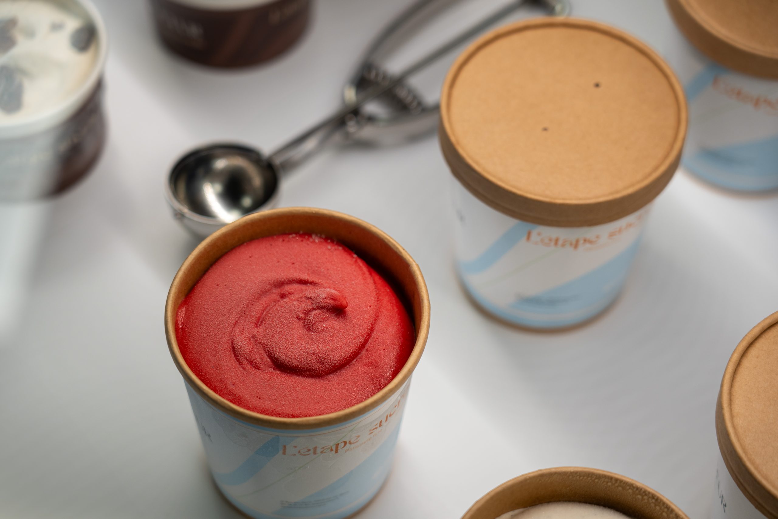 Pot de glace 50 cl, sorbet ou crème glacée, parfums disponibles en boutique