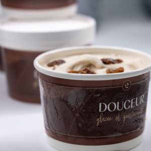 Pot de glace gourmande 25 cl, parfums disponibles en boutique