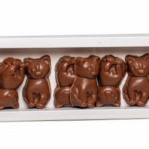 Neuf chatons guimauve à la vanille enrobés de chocolat au lait 38%